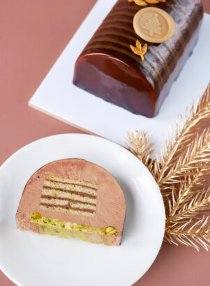 Bûche choco-pistache 2025